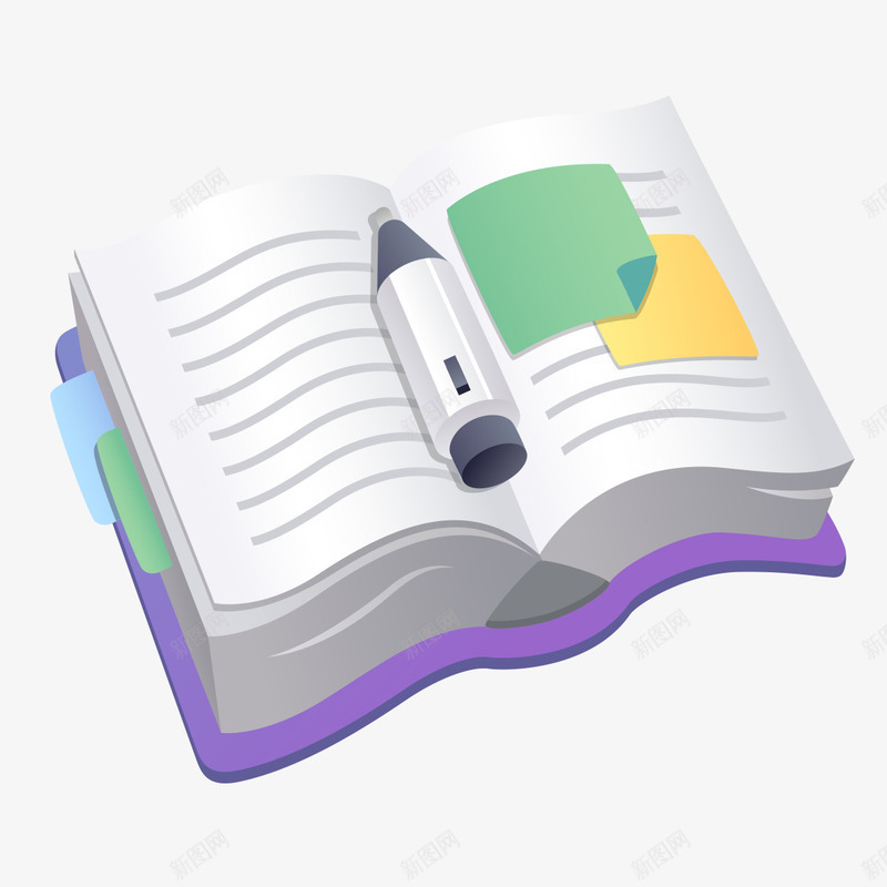 卡通翻开的书本模型png免抠素材_88icon https://88icon.com 书本 书本模型 卡通模型 翻开的书本