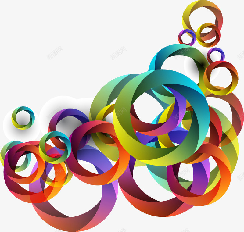 绚彩圆圈图形png免抠素材_88icon https://88icon.com 多彩 现代 矢量素材 科技感 绚丽 花纹