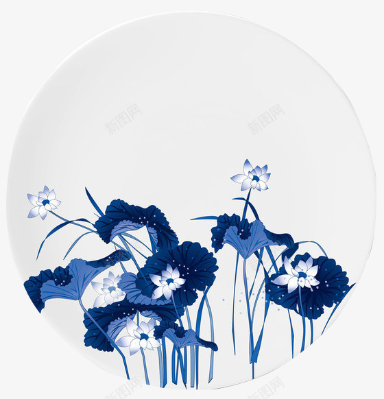 瓷盘png免抠素材_88icon https://88icon.com 中国风 盘子 荷花花纹 陶瓷