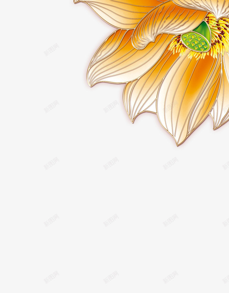 中国风金色荷花背景png免抠素材_88icon https://88icon.com 中国风 唯美 荷花 金色