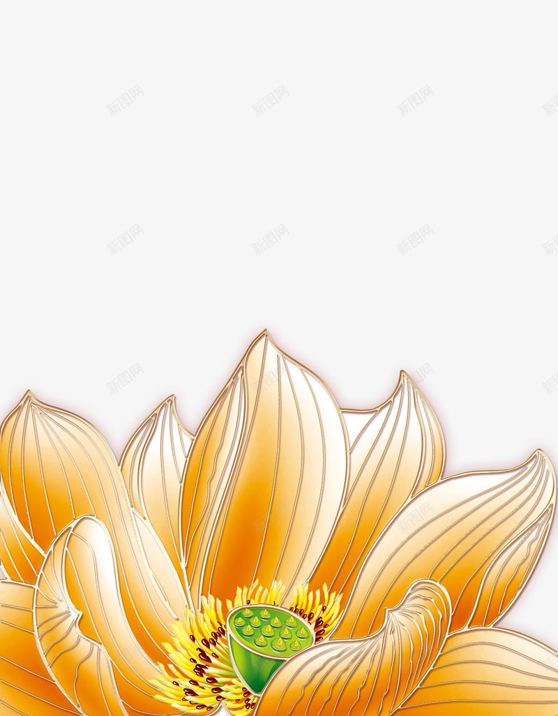 中国风金色荷花背景png免抠素材_88icon https://88icon.com 中国风 唯美 荷花 金色