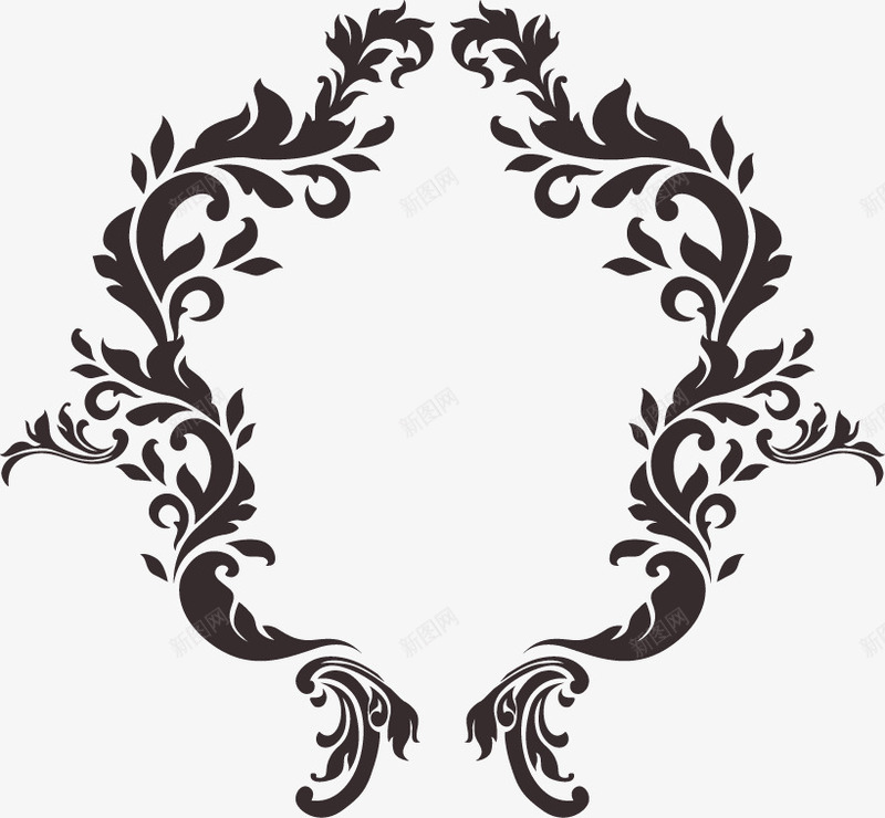 黑色欧式平面花纹边框png免抠素材_88icon https://88icon.com 标题外框 标题框 欧式 边框纹理 黑色图案