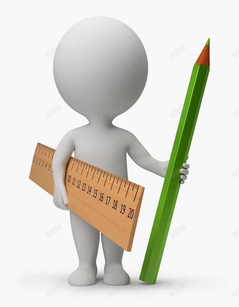 模型小人png免抠素材_88icon https://88icon.com 书写 人物 尺子 立体 铅笔