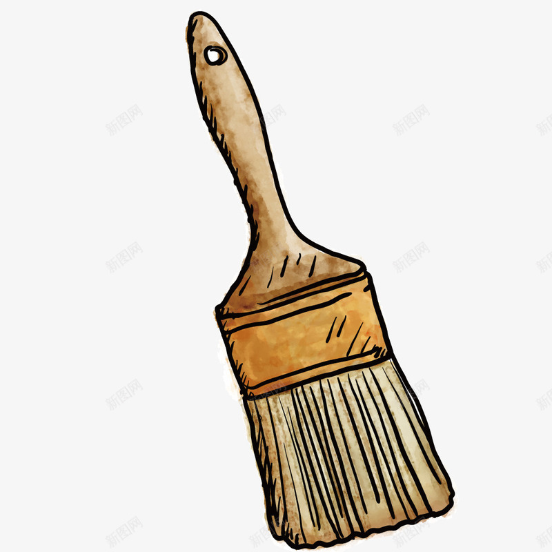 绘画毛笔刷子矢量图ai免抠素材_88icon https://88icon.com 古典 复古 手绘 木质笔刷 模型 矢量图