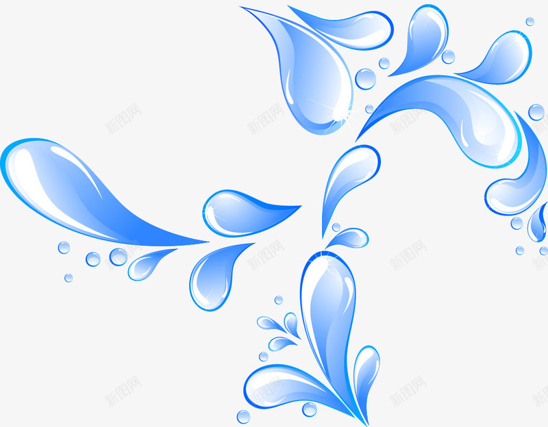清新水滴花纹矢量图ai免抠素材_88icon https://88icon.com 水 水滴 水珠 清新 花纹 矢量图