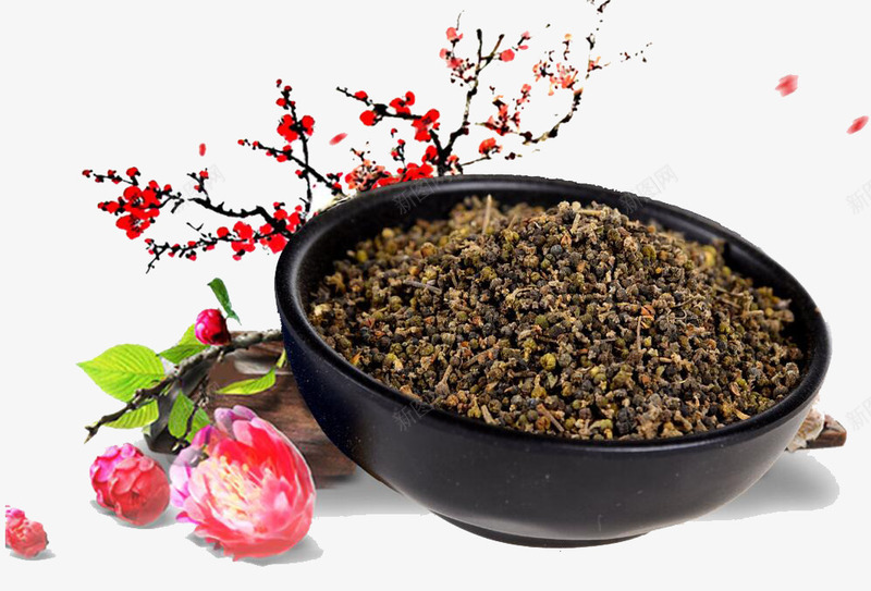 吴茱萸和梅花png免抠素材_88icon https://88icon.com 中药 产品实物 吴茱萸 梅花