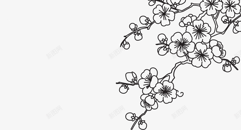 黑色时尚简约梅花花朵png免抠素材_88icon https://88icon.com 时尚 梅花 简约 花朵 黑色