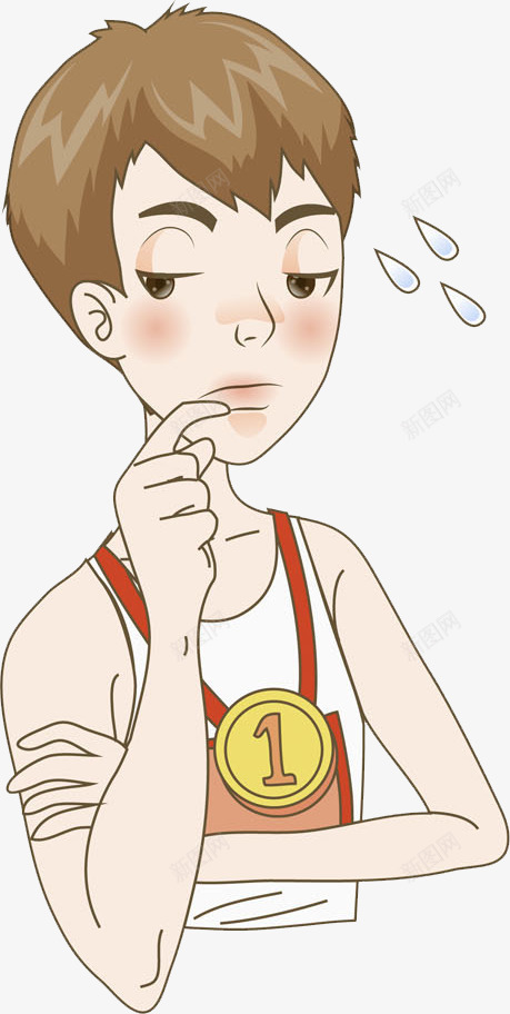 流汗的男孩png免抠素材_88icon https://88icon.com 卡通手绘 可爱 大眼睛 太阳下汗如雨下 水彩男孩 水珠 汗水 汗滴 流汗