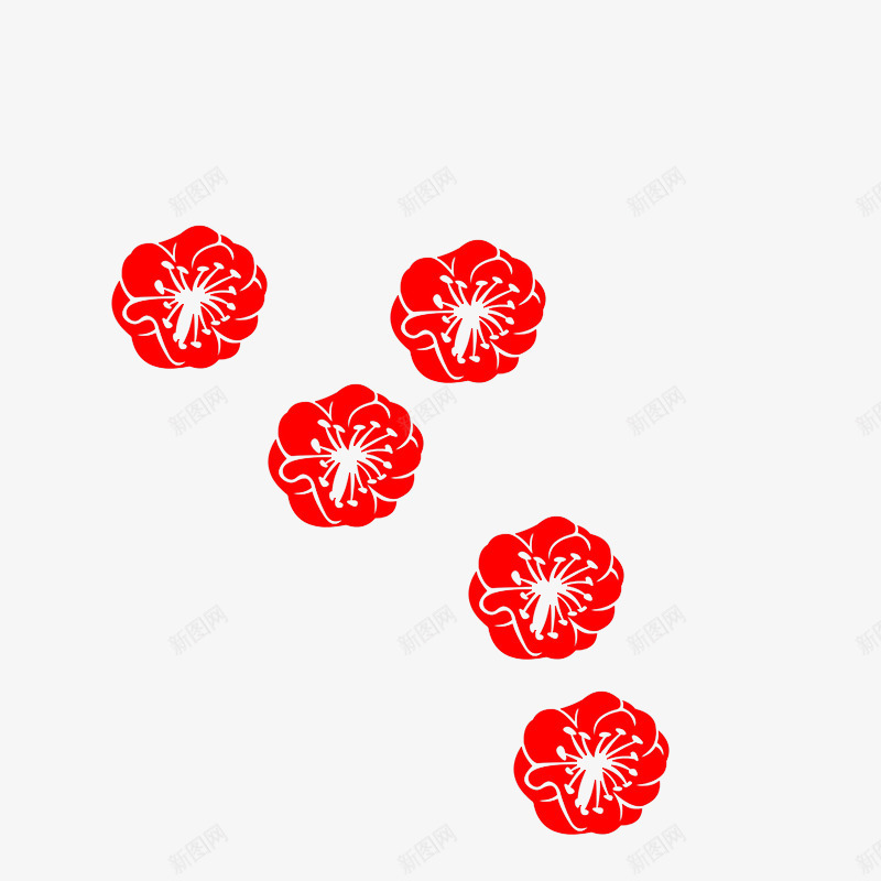 红色梅花五朵剪纸png免抠素材_88icon https://88icon.com 梅花五朵剪纸 窗花 红色
