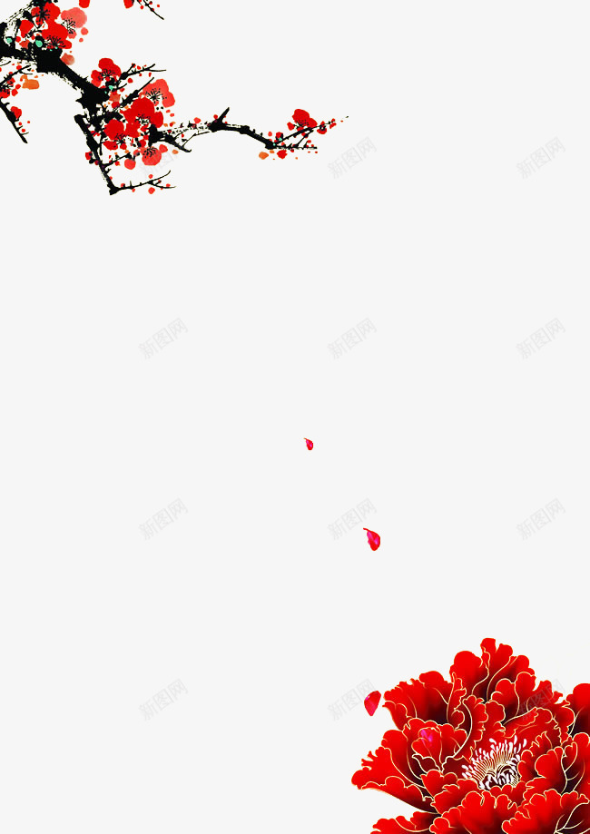 红色梅花装饰图png免抠素材_88icon https://88icon.com 中国风 春节装饰画 梅花 红色
