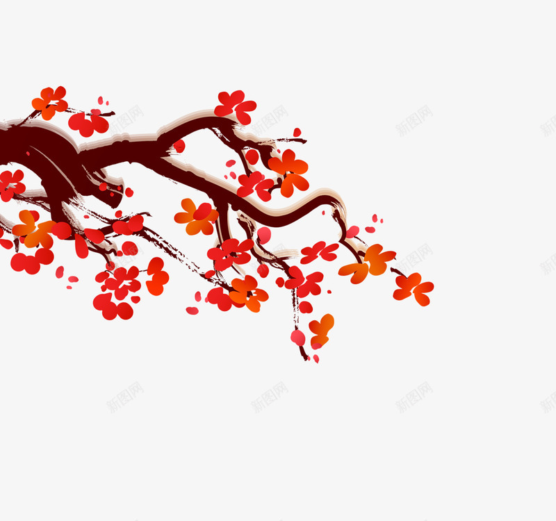 梅花片png免抠素材_88icon https://88icon.com 寒冷 寒梅 梅花 红色 花