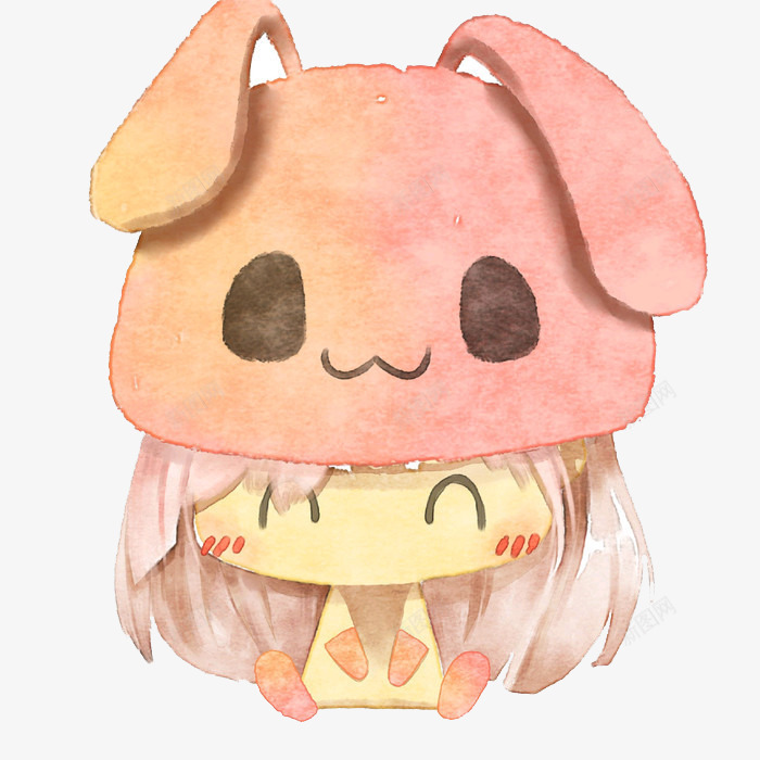 可爱粉红兔子女孩头像png免抠素材_88icon https://88icon.com 可爱 头像 粉红兔子 透明底素材