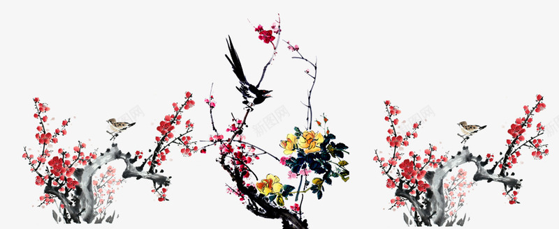 手绘腊梅png免抠素材_88icon https://88icon.com 中国风 丹青 梅花 水墨画 装饰元素
