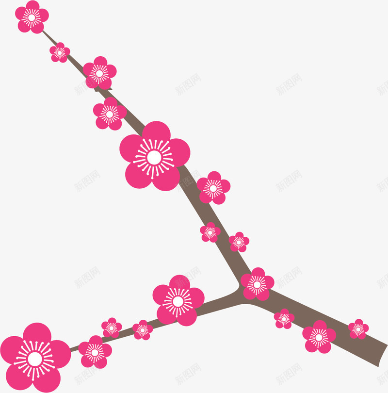 叉开的梅花矢量图ai免抠素材_88icon https://88icon.com 叉开 咏梅 梅花 梅花绽放 歌颂梅花 腊梅枝头 矢量图