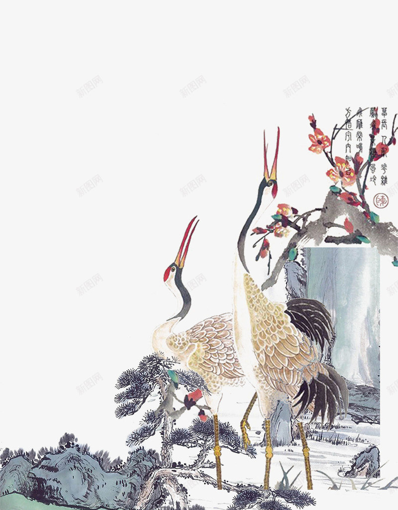 水墨丹顶鹤png免抠素材_88icon https://88icon.com 中国风 水墨梅花 水墨画