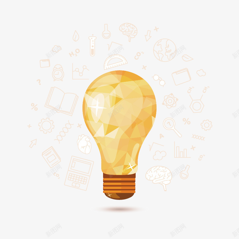 黄色灯泡png免抠素材_88icon https://88icon.com 学习 教育 智慧 灯泡 黄色