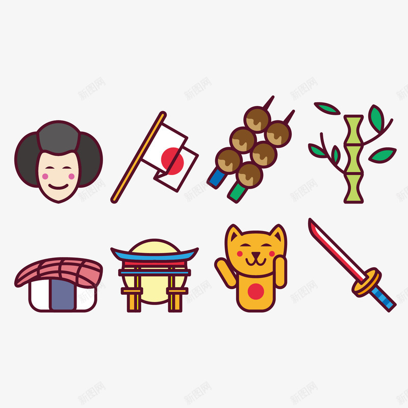 日本特色招财猫png免抠素材_88icon https://88icon.com 招财猫 日本 日本矢量 特色 艺妓