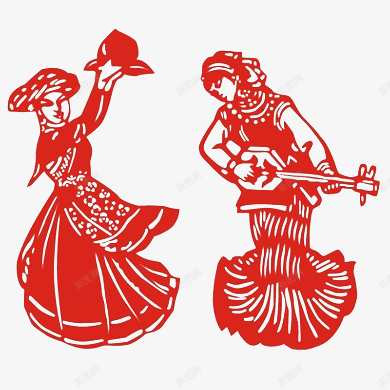剪纸少数民族舞蹈png免抠素材_88icon https://88icon.com 剪纸 服装 红色 舞蹈 舞蹈社团 音乐