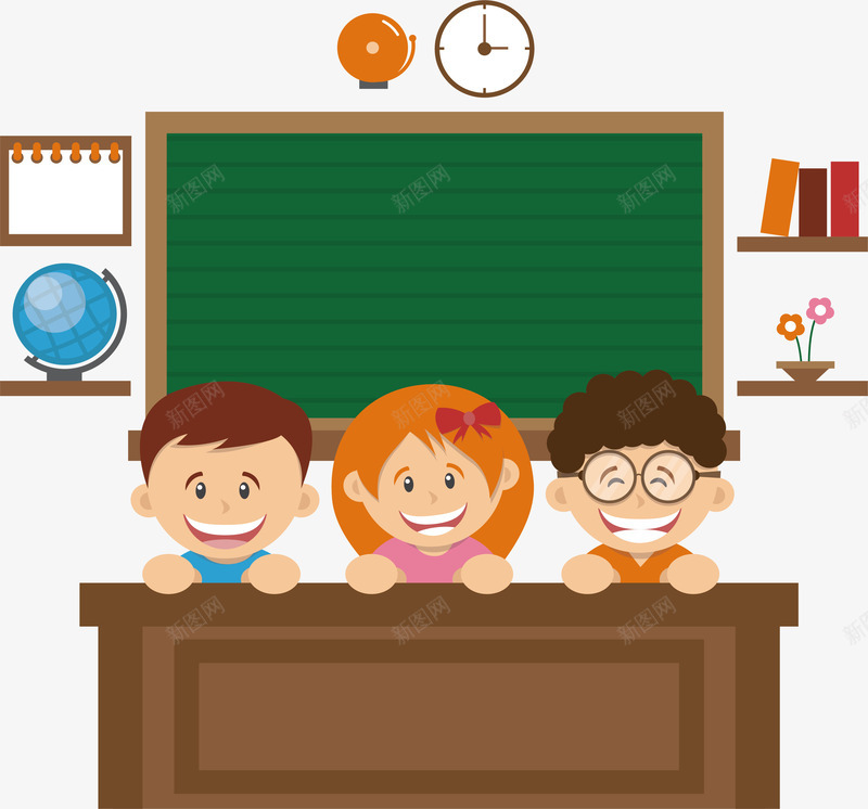 趴在桌子上的孩子矢量图eps免抠素材_88icon https://88icon.com 三个孩子 教育 矢量png 课堂 矢量图