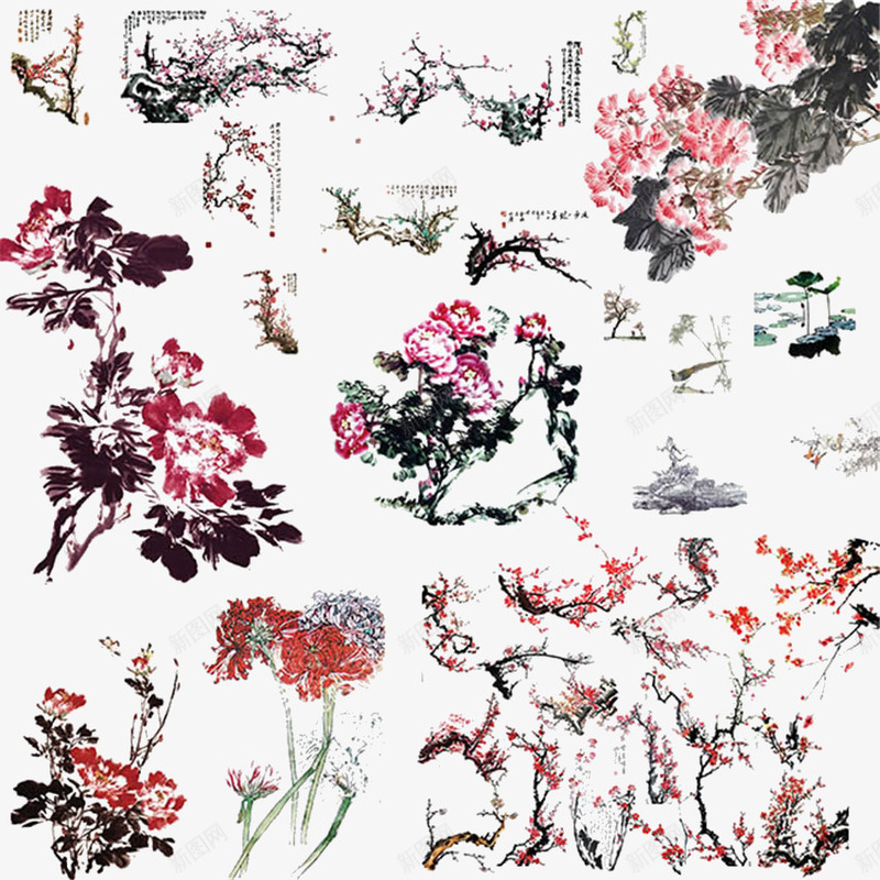 梅花合集png免抠素材_88icon https://88icon.com 中国风 合集 手绘 杜鹃 梅花 水彩画 牡丹 花卉 花朵