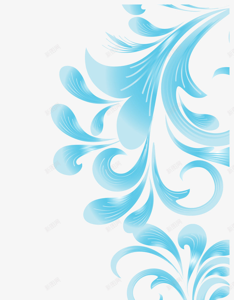 天蓝色抽象花纹png免抠素材_88icon https://88icon.com 底纹 弯曲 清新 花纹 蓝色
