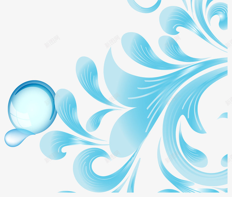 天蓝色抽象花纹png免抠素材_88icon https://88icon.com 底纹 弯曲 清新 花纹 蓝色