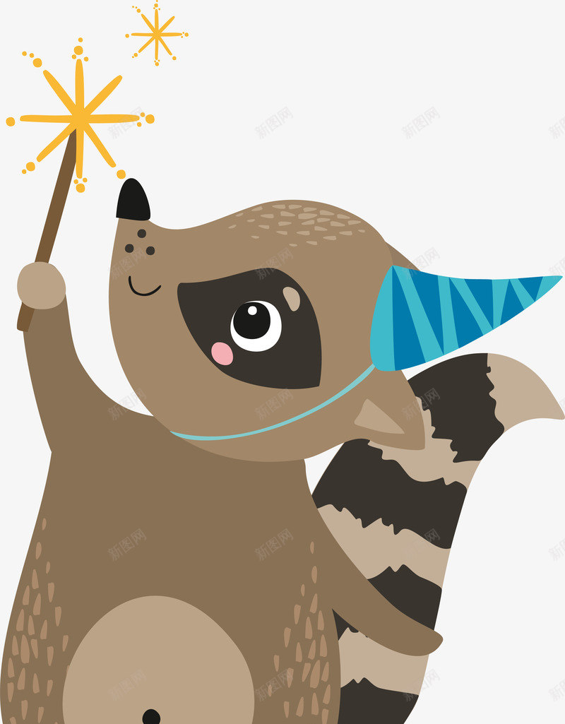 可爱浣熊庆祝烟花png免抠素材_88icon https://88icon.com 动物 卡通 可爱 浣熊 烟花 生日庆祝 装饰图案