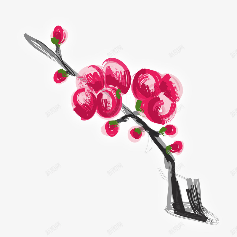 手绘古典梅花png免抠素材_88icon https://88icon.com 古典 古典梅花 手绘 梅花