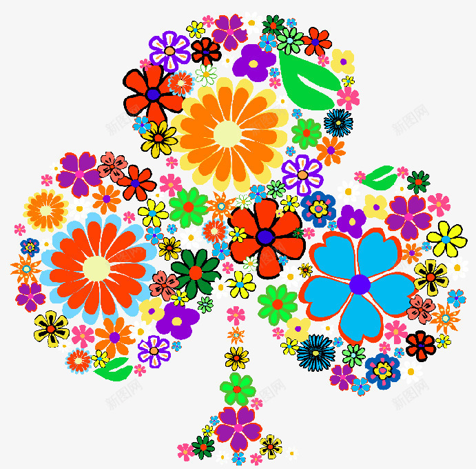 碎花扑克梅花png免抠素材_88icon https://88icon.com 小碎花 小花朵 彩色 扑克 扑克梅花