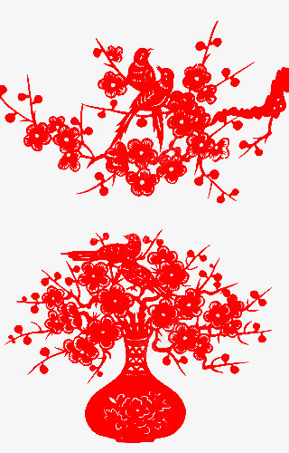 剪纸梅花小鸟png免抠素材_88icon https://88icon.com 剪纸 小鸟 梅花