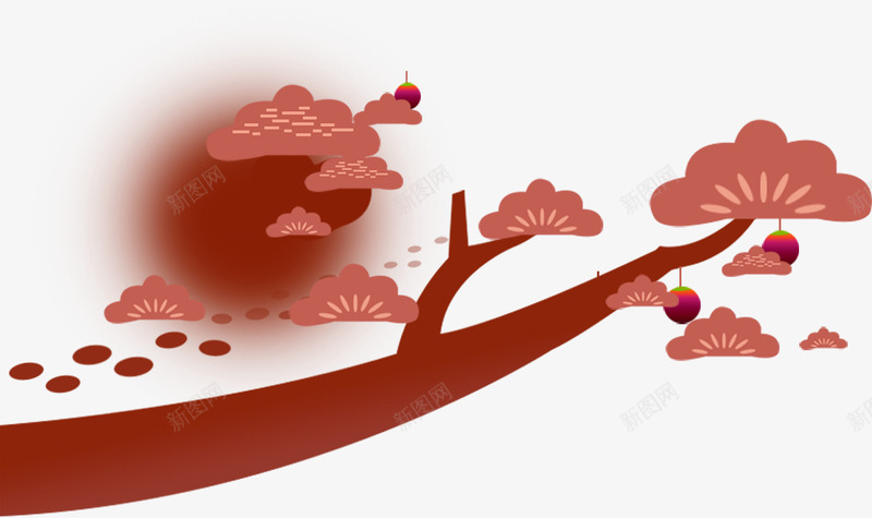 冬日梅花创意场景装饰png免抠素材_88icon https://88icon.com 冬日 创意 场景 梅花 装饰