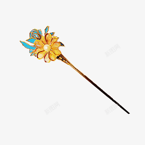 金簪梅花头饰png免抠素材_88icon https://88icon.com 头饰 梅花 金簪