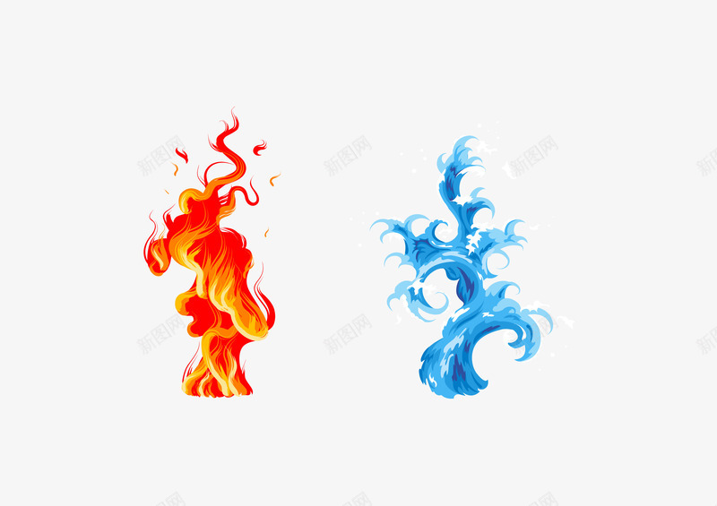水与火png免抠素材_88icon https://88icon.com 抽象 水 火焰 红色 蓝色