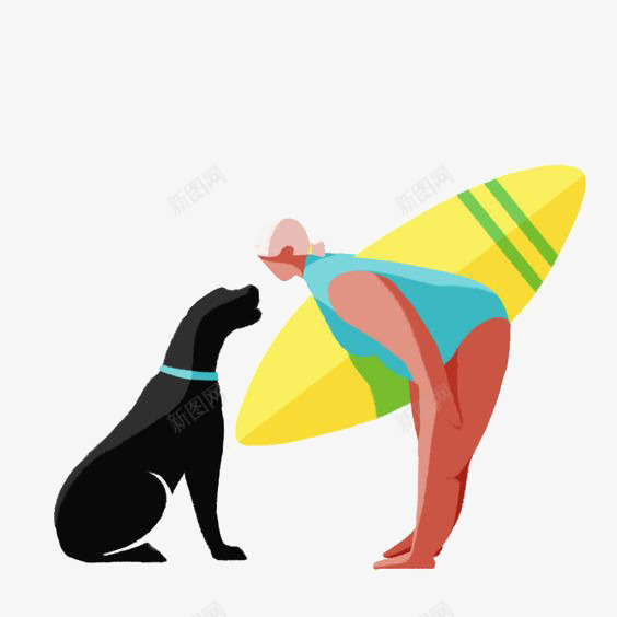 卡通小狗png免抠素材_88icon https://88icon.com 人物 冲浪 卡通 小狗 扁平化 手绘 抽象 插画