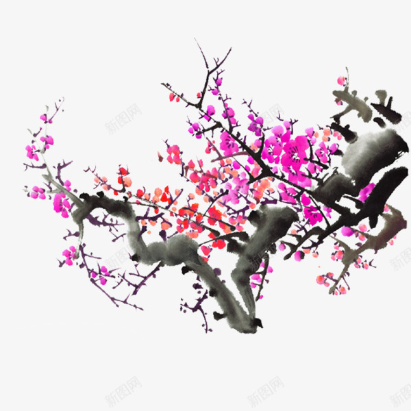 手绘水墨梅花png免抠素材_88icon https://88icon.com 中国风 手绘 梅花 装饰