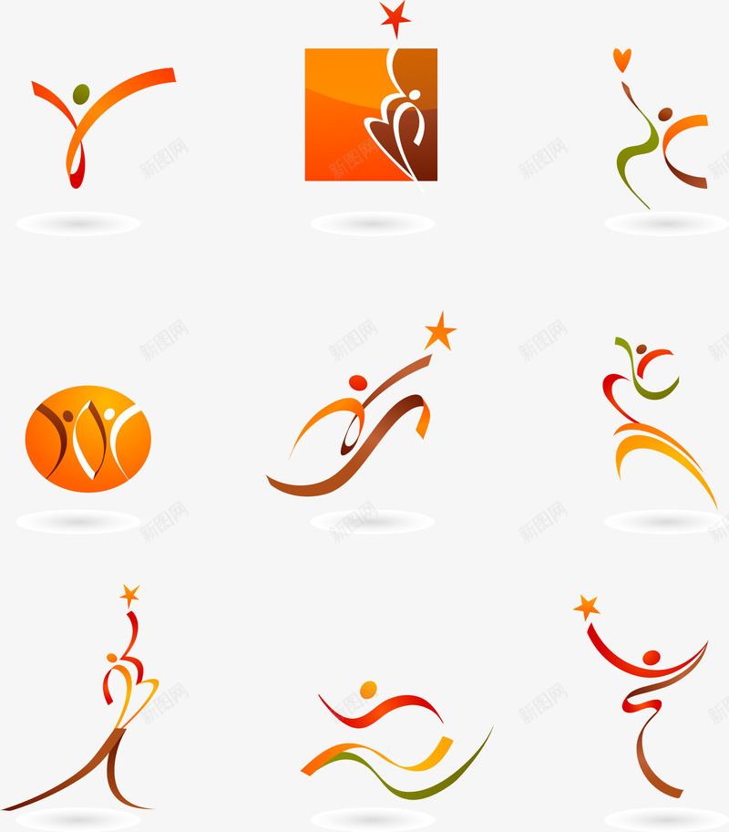 丝带抽象人形图案png免抠素材_88icon https://88icon.com 彩色丝带抽象图人形图案矢量