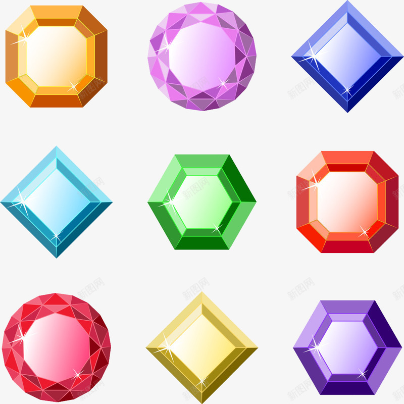 钻石png免抠素材_88icon https://88icon.com 卡通星钻 彩钻 石头 钻石
