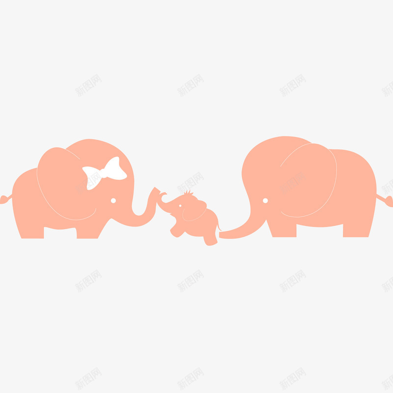 卡通可爱的大象家庭矢量图ai免抠素材_88icon https://88icon.com 动物设计 卡通 国际家庭日 大象家庭 扁平化 粉红色 矢量图