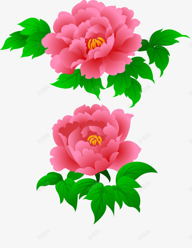 吉祥富贵png免抠素材_88icon https://88icon.com 卡通 叶子 牡丹 牡丹花海 粉红 绘画 花蕾