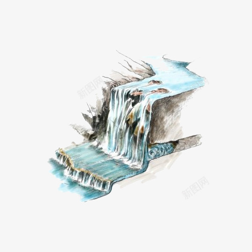 卡通瀑布png免抠素材_88icon https://88icon.com 卡通瀑布 手绘 水 瀑布 石头