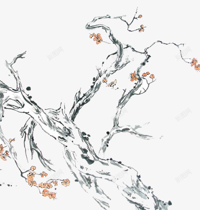 梅花古树国画png免抠素材_88icon https://88icon.com 古树 国画 梅花 梅花树素材