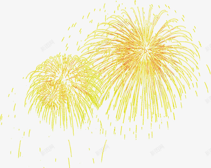 黄色节日烟花美景手绘png免抠素材_88icon https://88icon.com 烟花 美景 节日 黄色