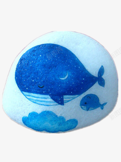 简约手绘png免抠素材_88icon https://88icon.com 可爱 彩绘石头 月亮 蓝色 鲸鱼