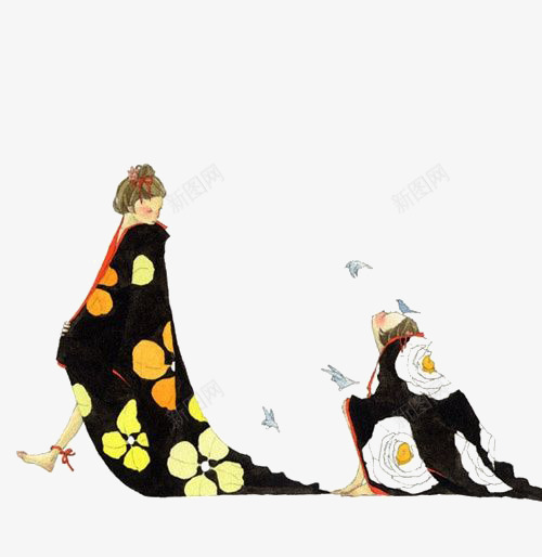 手绘和风人物png免抠素材_88icon https://88icon.com 卡通 和服 手绘 插画 搞怪 日本