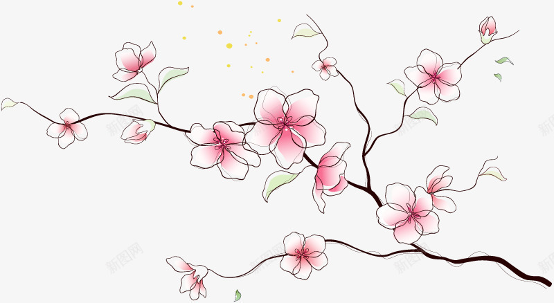 手绘梅花装饰图案png免抠素材_88icon https://88icon.com 图案 手绘梅花 装饰图案