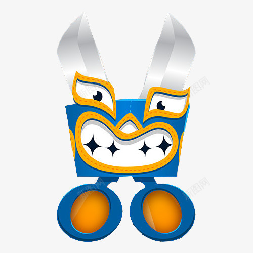 卡通石头剪子布剪刀png免抠素材_88icon https://88icon.com 剪刀 动漫 卡通 手指游戏 石头剪子布 脸型 蓝色 设计