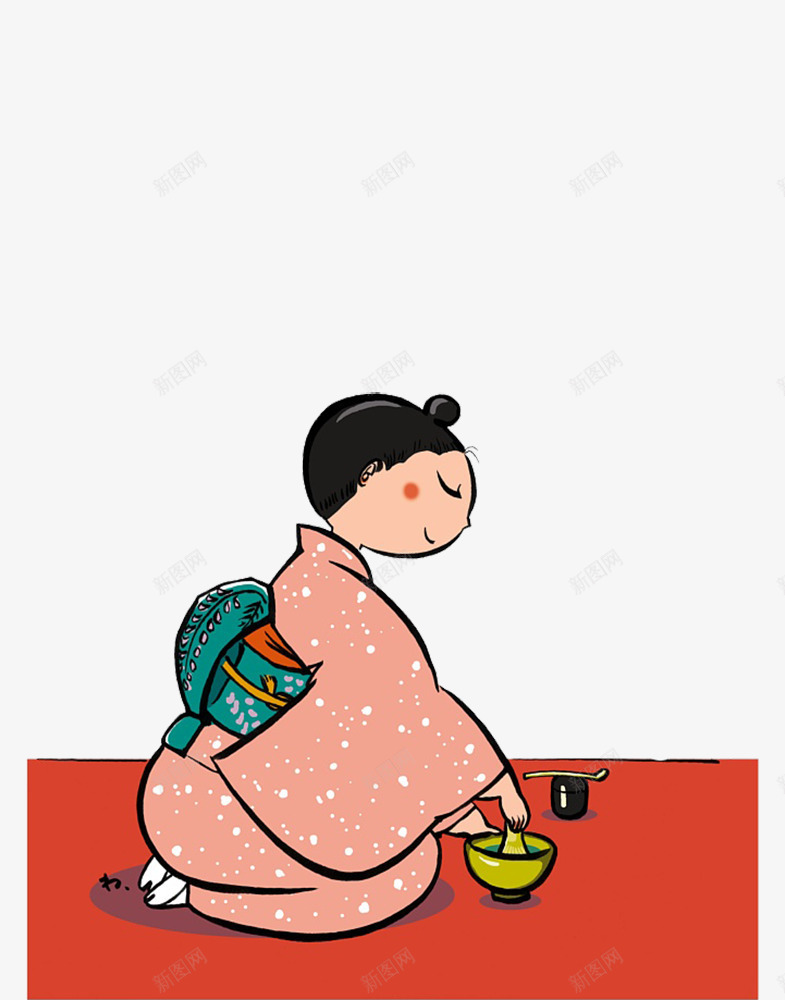 手绘和服女孩插图png免抠素材_88icon https://88icon.com 侧面 和服少女 微笑 日本 橘色衣服 民族 端庄 茶艺