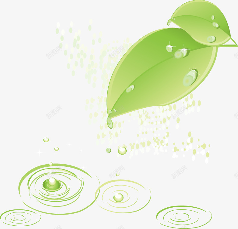 绿色藤曼矢量图eps免抠素材_88icon https://88icon.com 水滴 波纹 绿色 藤曼 矢量图