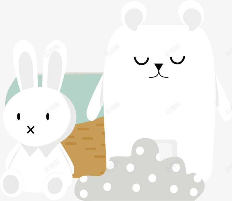 白色春季可爱兔子小熊png免抠素材_88icon https://88icon.com 兔子 卡通动物 小熊 春天 春季 春日 白色小动物
