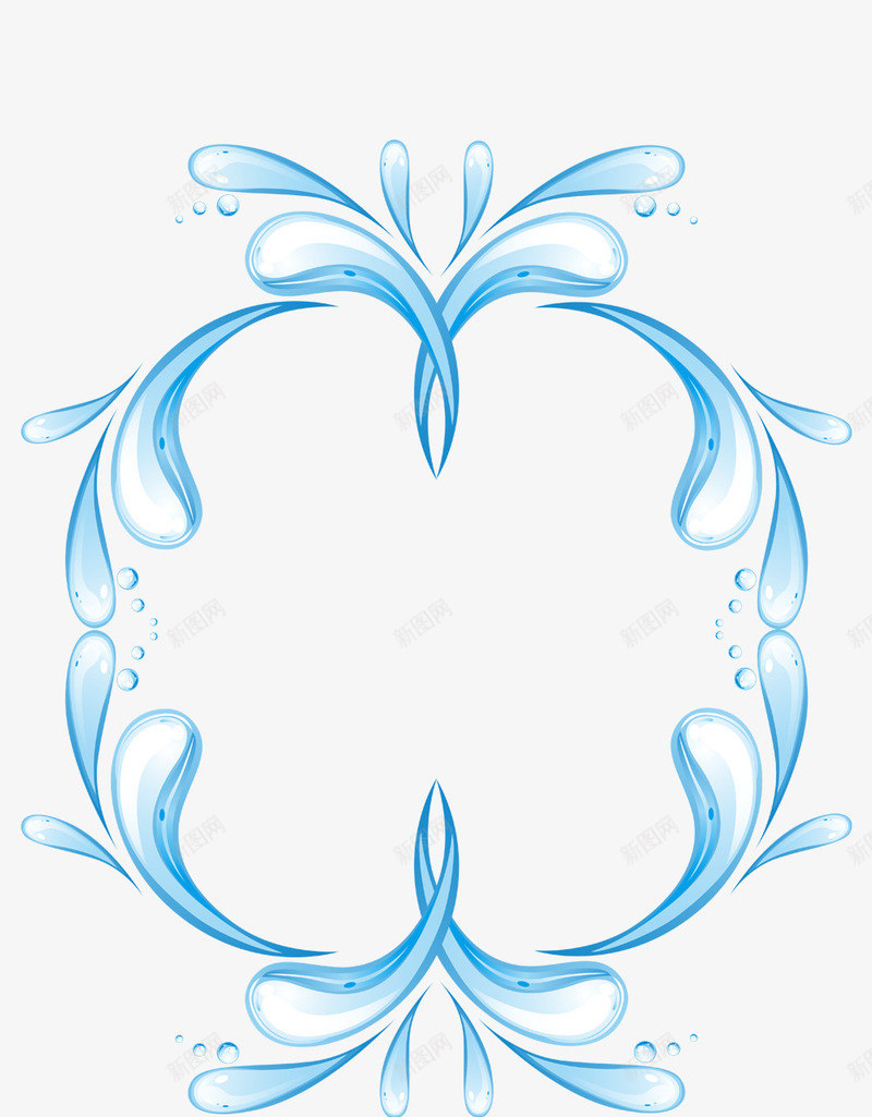 卡通水花边框png免抠素材_88icon https://88icon.com 水 水元素 水滴 水纹边框 蓝色